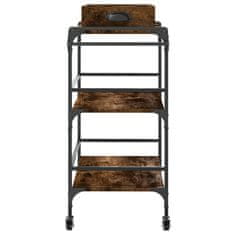 Greatstore Kuhinjski voziček dimljen hrast 81,5x41x92,5 cm inženirski les