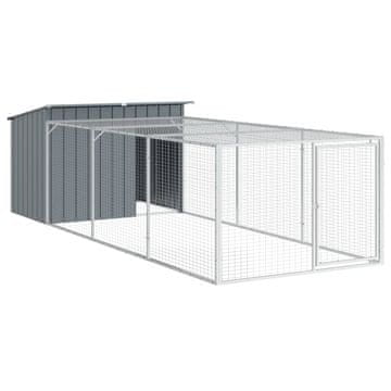 Vidaxl Pasja uta z ograjo antracitna 153x396x110 cm pocinkano jeklo
