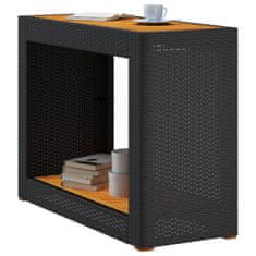 Greatstore Vrtna miza z leseno mizno ploščo črna 100x40x75 cm poli ratan