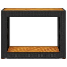 Greatstore Vrtna miza z leseno mizno ploščo črna 100x40x75 cm poli ratan