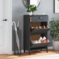 Greatstore Omarica za čevlje VIKEN antracitno siva trdna borovina