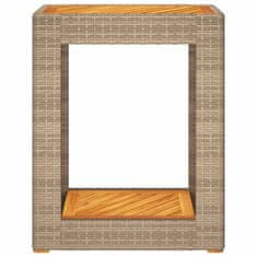 shumee Vrtna miza z leseno mizno ploščo bež 60x40x75 cm poli ratan