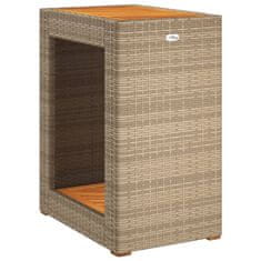 shumee Vrtna miza z leseno mizno ploščo bež 60x40x75 cm poli ratan