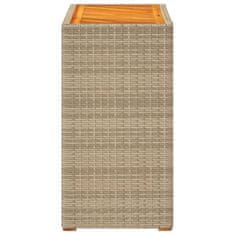 Vidaxl Vrtna miza z leseno mizno ploščo bež 60x40x75 cm poli ratan