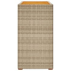 Greatstore Vrtna miza z leseno mizno ploščo bež 100x40x75 cm poli ratan