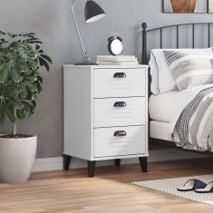 Greatstore Nočna omarica VIKEN bela trdna borovina