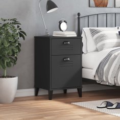 Greatstore Nočna omarica VIKEN črna trdna borovina