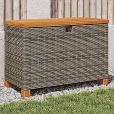 Vidaxl Vrtna škatla za shranjevanje siva 80x40x48 cm PE ratan akacija