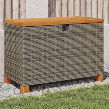 Vidaxl Vrtna škatla za shranjevanje siva 80x40x48 cm PE ratan akacija