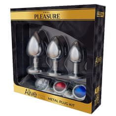 Alive Set kovinskih analnih čepov "Alive BDSM Line" z barvimi kristali (R5003202)