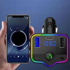 Hitelektro LED RGB avto FM oddajnik MP3 bluetooth 5.0 in polnilec 2x USB 3.0 12-24V