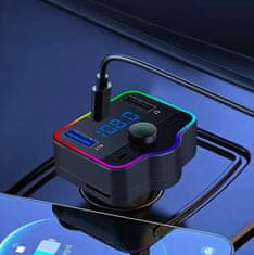 Hitelektro LED RGB avto FM oddajnik MP3 bluetooth 5.0 in polnilec 2x USB 3.0 12-24V