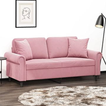 Vidaxl vidaXL Dvosed z blazinami, roza, 140 cm, žamet