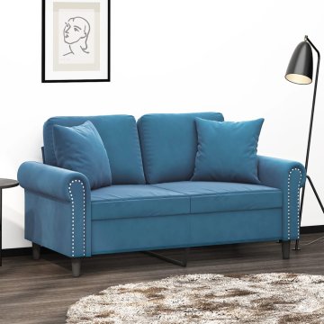 Vidaxl vidaXL Dvosed z blazinami, moder, 120 cm, žamet