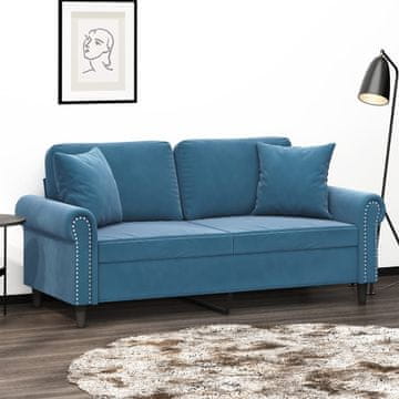 Vidaxl vidaXL Dvosed z blazinami, moder, 140 cm, žamet