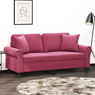 Vidaxl vidaXL Dvosed z blazinami vinsko rdeč 140 cm žamet