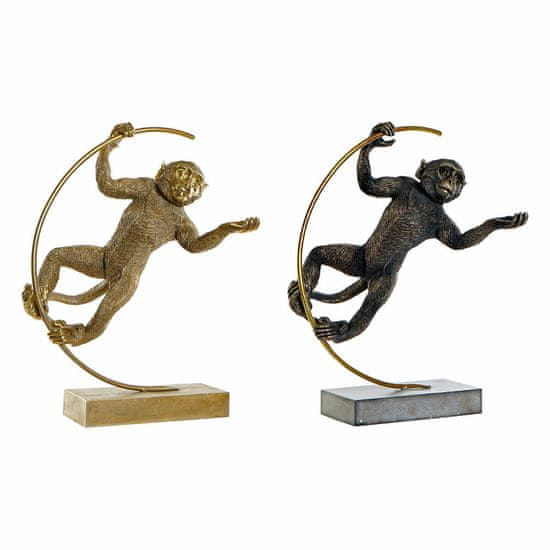 DKD Home Decor Dekorativna figura DKD Home Decor 33 x 25 x 48 cm Črna zlata opica Moderno (2 enoti)