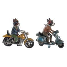 DKD Home Decor Dekorativna slika DKD Home Decor 27 x 10 x 24 cm Rdeča modra Motorno kolo Rumena Vintage pes (2 enoti)