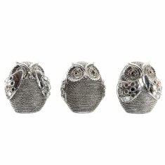 DKD Home Decor Dekorativna figura DKD Home Decor Multicolor Silver Owl Chromed 12 x 11 x 14 cm (3 enote)