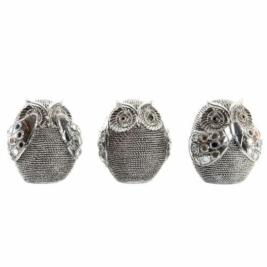 DKD Home Decor Dekorativna figura DKD Home Decor Multicolor Silver Owl Chromed 12 x 11 x 14 cm (3 enote)