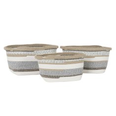 DKD Home Decor Košarica komplet DKD Home Decor Bombažna juta (36 x 30 x 24 cm)
