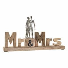 slomart okrasna figura dkd home decor mr & mrs srebrna aluminij (51 x 7,5 x 28 cm)