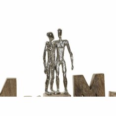 slomart okrasna figura dkd home decor mr & mrs srebrna aluminij (51 x 7,5 x 28 cm)
