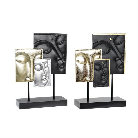 DKD Home Decor Dekorativna figura DKD Home Decor 22,5 x 8 x 30,7 cm Črna zlata buda Oriental (2 enoti)