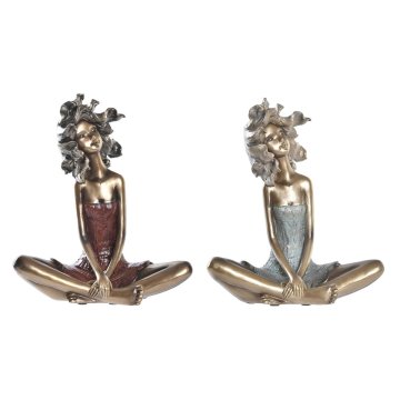 DKD Home Decor Dekorativna figura DKD Home Decor Rdeča turkizna zlata dama 20 x 9 x 23 cm (2 enoti)