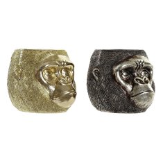 DKD Home Decor Dekorativna figura DKD Home Decor 20 x 24,5 x 18,5 cm Srebrna zlata kolonialna gorila (2 enoti)