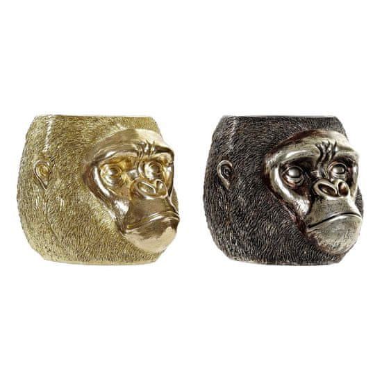 DKD Home Decor Dekorativna figura DKD Home Decor 20 x 24,5 x 18,5 cm Srebrna zlata kolonialna gorila (2 enoti)