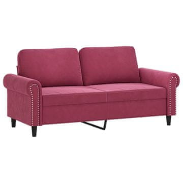 Vidaxl Dvosed vinsko rdeč 140 cm žamet