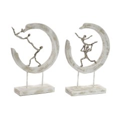 DKD Home Decor Dekorativna figura DKD Home Decor 32,5 x 10 x 47 cm Srebrna bela baletna plesalka Moderna razgaljena (2 enoti)