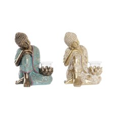 DKD Home Decor Dekorativna figura DKD Home Decor 17 x 14,5 x 23,7 cm Golden Buddha Green Oriental (2 enoti)