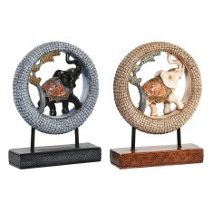 DKD Home Decor Dekorativna figura DKD Home Decor 19,5 x 6,3 x 25,5 cm Slon Bež Modra Kolonialna (2 enoti)