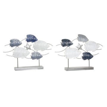 DKD Home Decor Dekorativna figura DKD Home Decor 63 x 9 x 44 cm Sivo modra bela spirala (2 enoti)