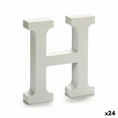 DKD Home Decor Črka H Les bela (2 x 16 x 14,5 cm) (24 enot)