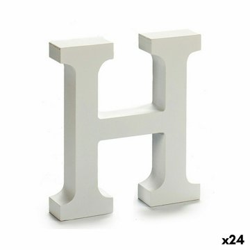 DKD Home Decor Črka H Les bela (2 x 16 x 14,5 cm) (24 enot)