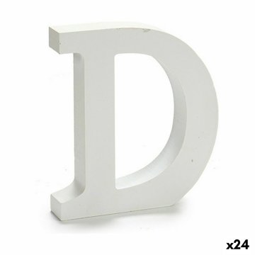 DKD Home Decor Črka D Les bela (2 x 16 x 14,5 cm) (24 enot)