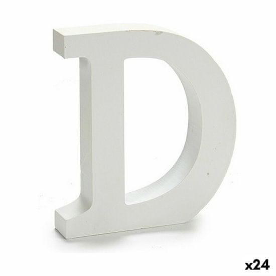 DKD Home Decor Črka D Les bela (2 x 16 x 14,5 cm) (24 enot)