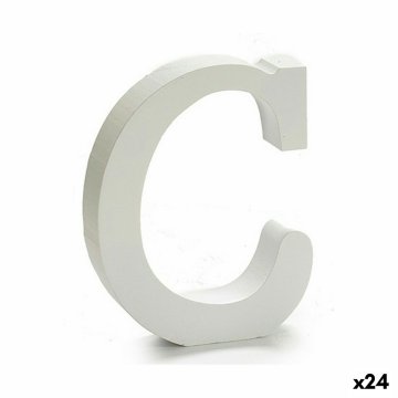 DKD Home Decor Črka C Les bela (2 x 16 x 14,5 cm) (24 enot)