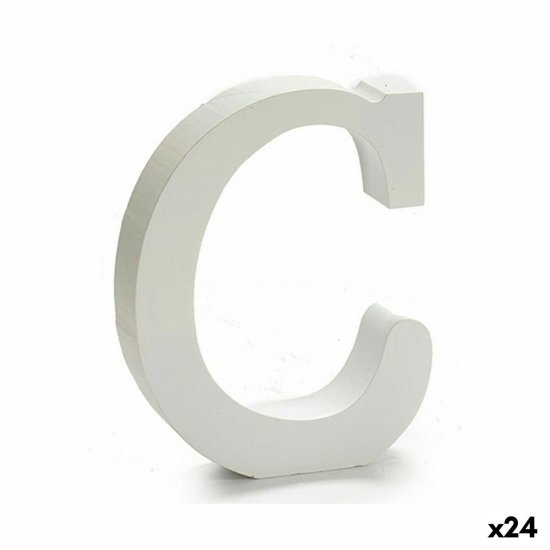 DKD Home Decor Črka C Les bela (2 x 16 x 14,5 cm) (24 enot)