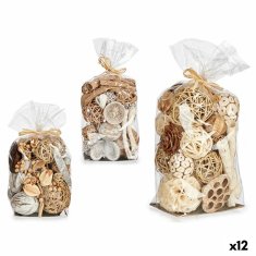 DKD Home Decor Vrečka z okrasnimi kroglicami 18 x 34 x 14 cm rjava bela (12 enot)