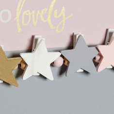 DKD Home Decor Fotografski okvir s sponkami DKD Home Decor Hello Lovely MDF Wood Stars 40 x 1 x 24 cm