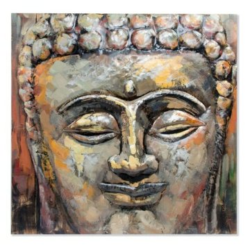 DKD Home Decor Slikarstvo DKD Home Decor Buda Wood Metal Oriental Buddha (80 x 80 x 7 cm)
