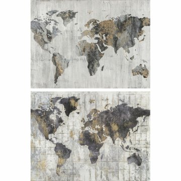 DKD Home Decor Slika DKD Home Decor 120 x 4 x 90 cm Loft World Map (2 enoti)