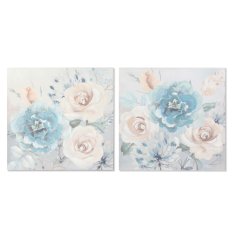 DKD Home Decor Slika DKD Home Decor 80 x 3 x 80 cm Rože Shabby Chic (2 enoti)
