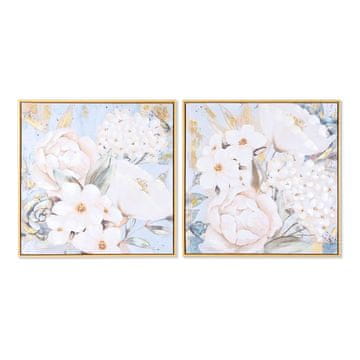 DKD Home Decor Slikarstvo DKD Home Decor Flowers Romantic 60 x 3,5 x 60 cm (2 enoti)