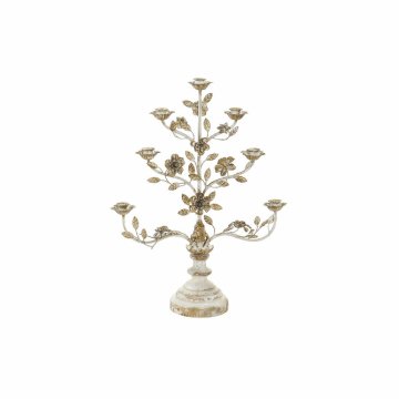 DKD Home Decor Krožni svečnik s stojalom DKD Home Decor 61 x 21 x 83,5 cm bež kovinski cvetovi