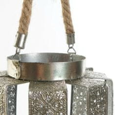 DKD Home Decor Svečnik DKD Home Decor 21 x 21 x 23 cm Srebrna kovinska vrv Arab